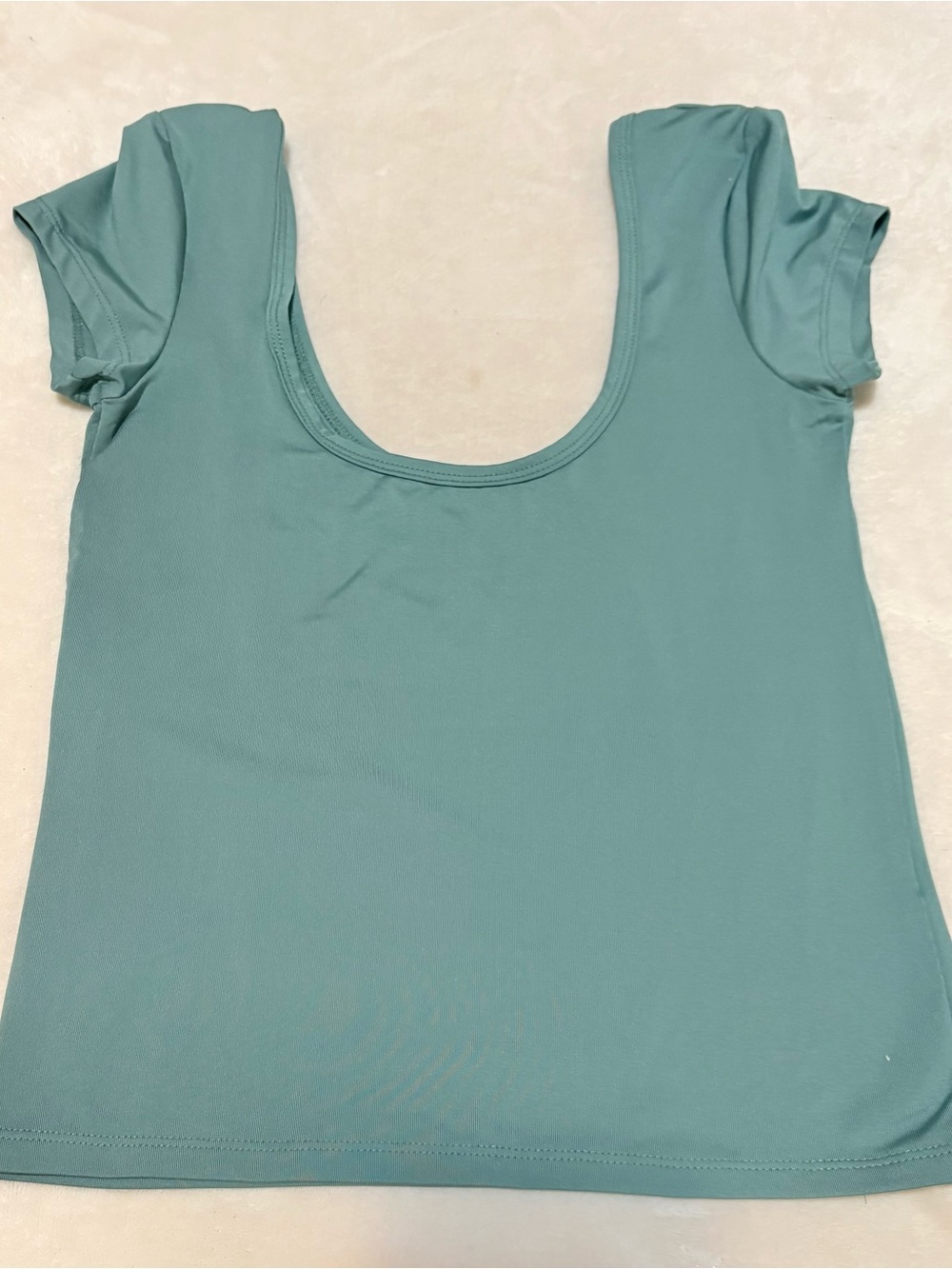 SWS CONTOUR Teal Deep Scoop Neck Short Sleeve Top Small